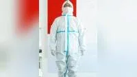 Roupa de proteção médica descartável branca/azul